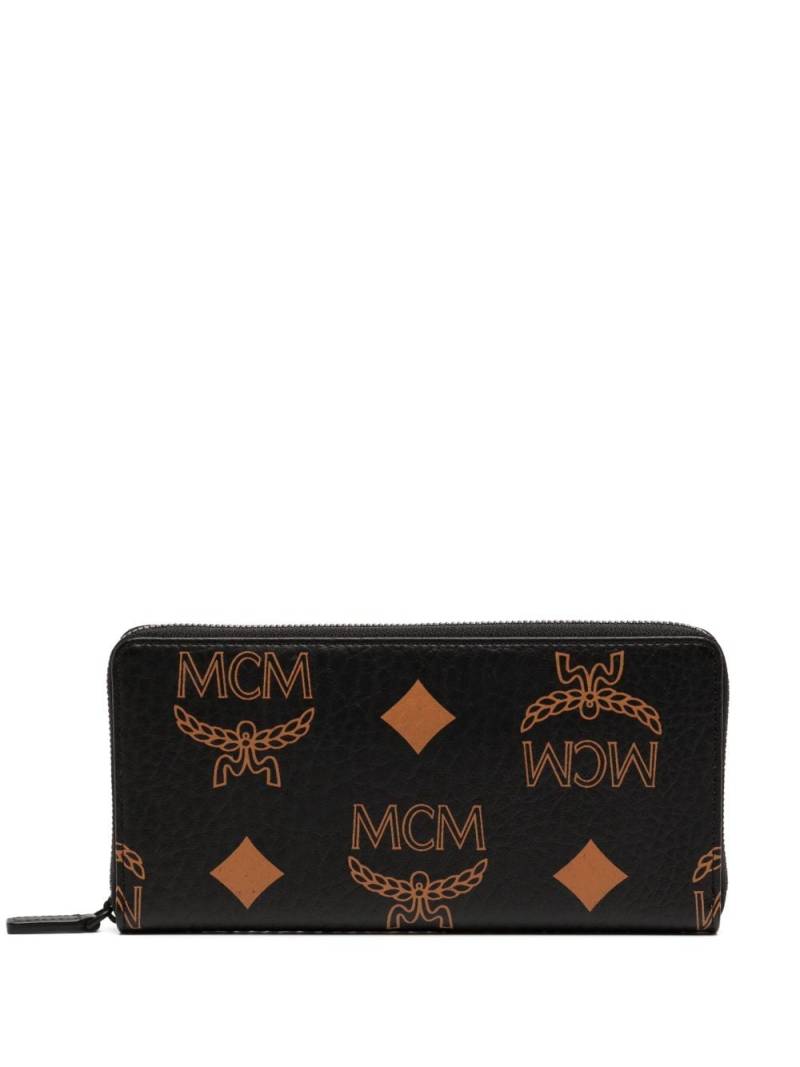 MCM large Maxi Visetos zip-around wallet - Black von MCM