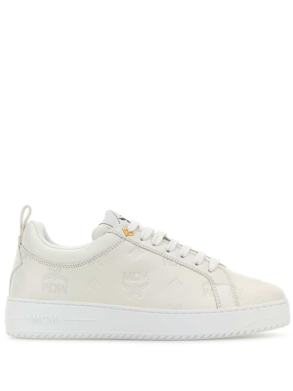 MCM logo-debossed leather sneakers - White von MCM