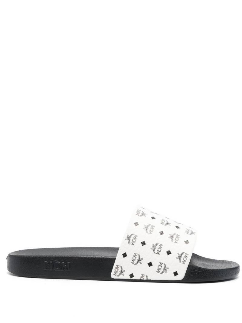 MCM monogram-print pool slides - White von MCM