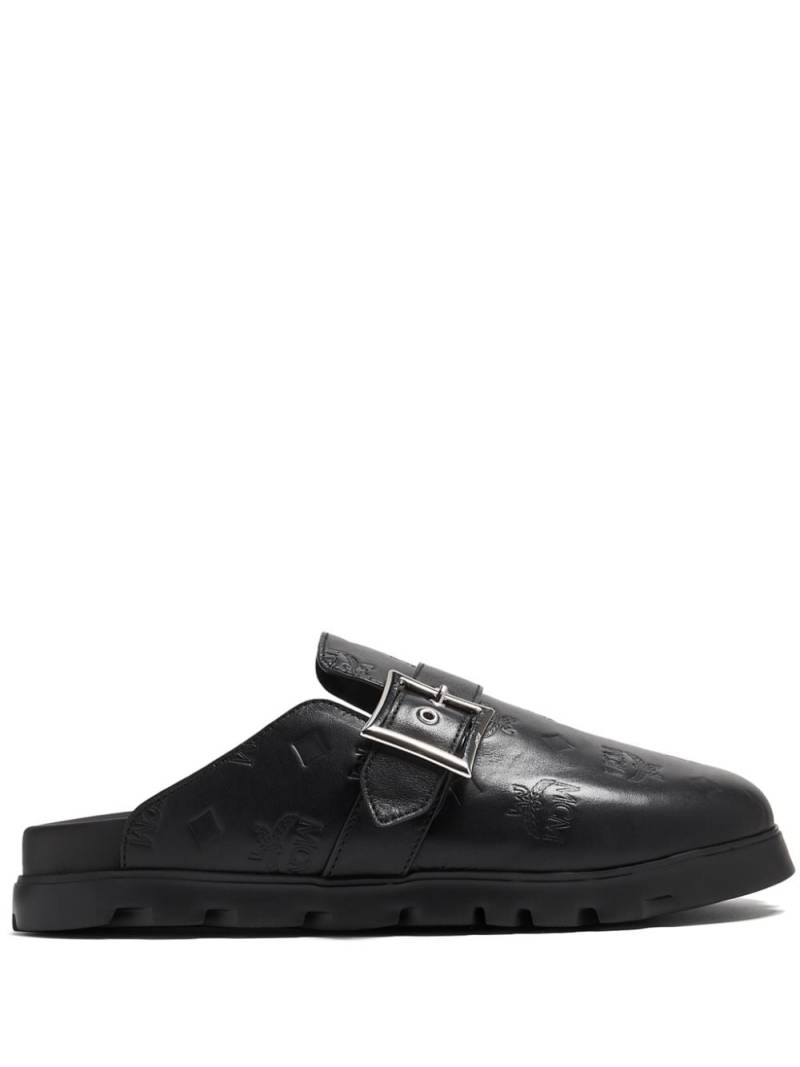 MCM monogram leather flat mules - Black von MCM