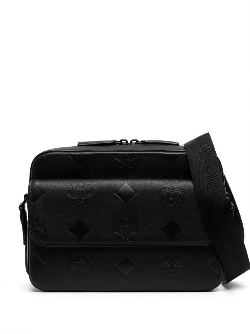 MCM monogram leather messenger bag - Black von MCM