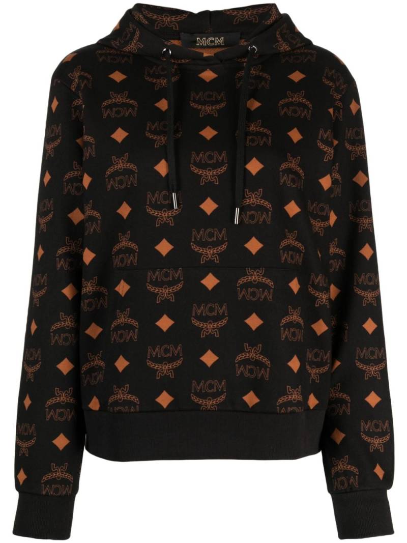 MCM monogram-print cotton hoodie - Black von MCM