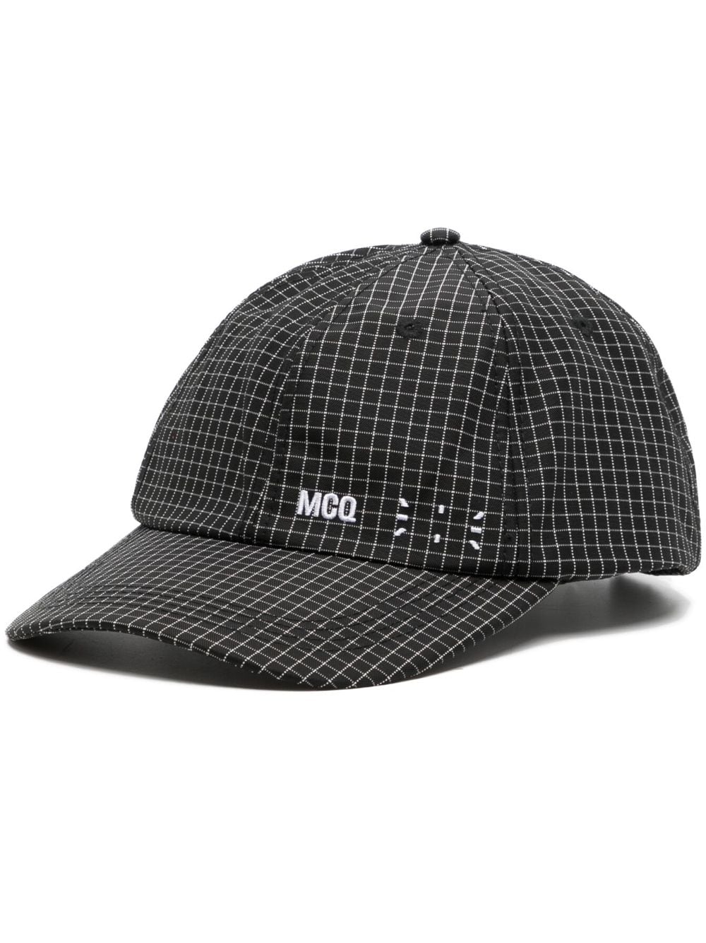 MCQ logo-embroidered grid-pattern cap - Black