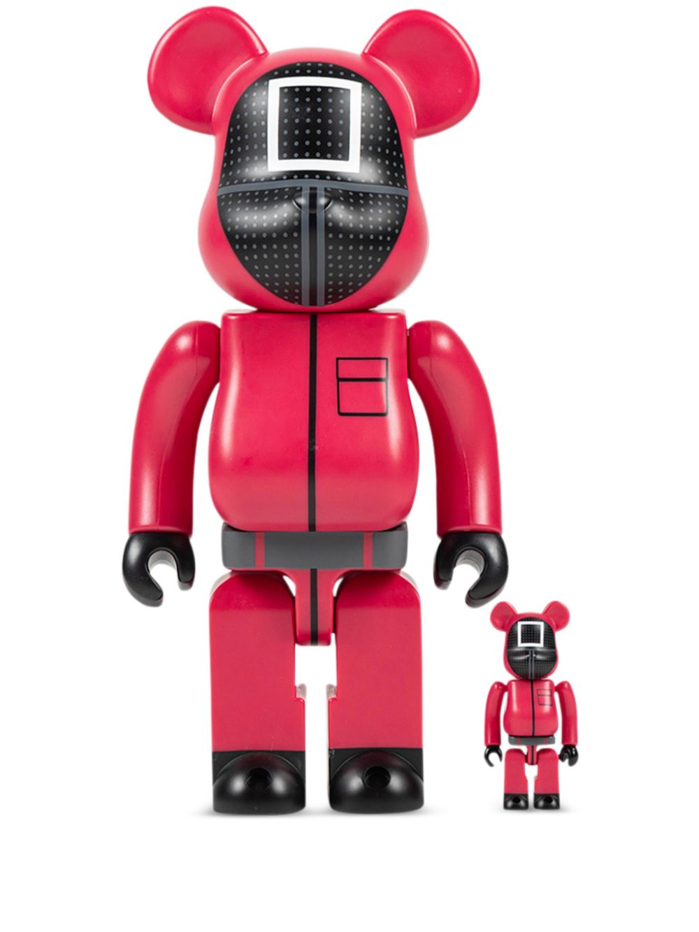 MEDICOM TOY x "Squid Game Guard (Square)" BE@RBRICK 100% and 400% figure set - Red von MEDICOM TOY