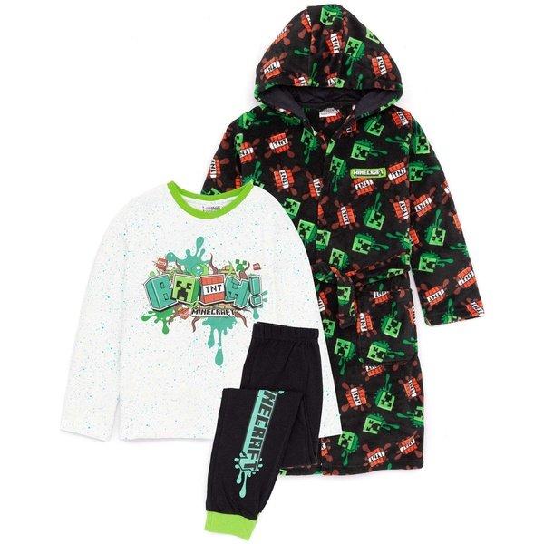 Boom! Morgenmantel & Pyjama Set Mädchen Weiss 128 von MINECRAFT