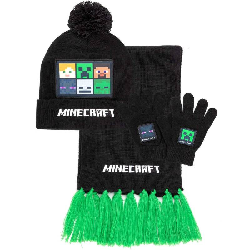 Hut, Schal Und Handschuhset Damen Schwarz ONE SIZE von MINECRAFT