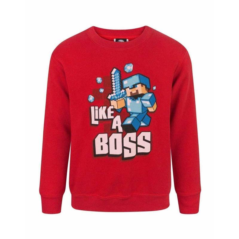 Like A Boss Sweatshirt Unisex Rot Bunt 5-6A von MINECRAFT