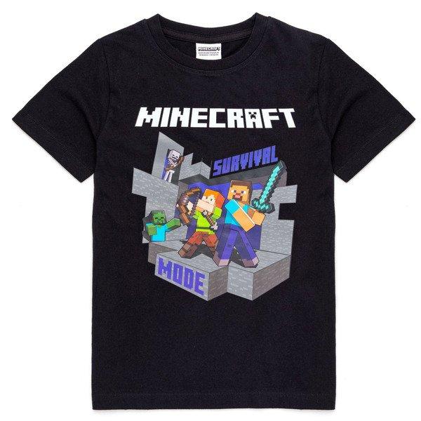 Survival Mode Tshirt Jungen Schwarz 140 von MINECRAFT