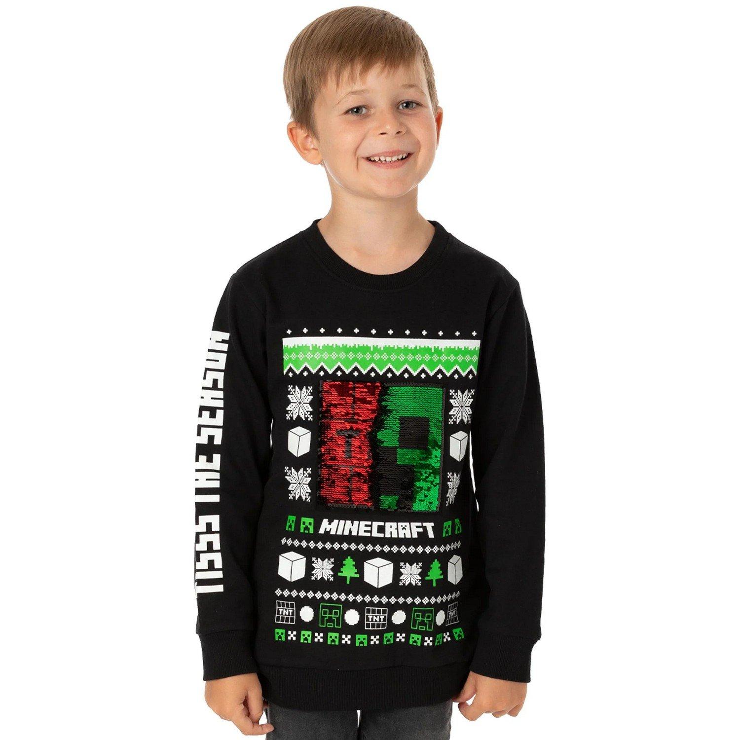 Pullover Pailletten Weihnachtliches Design Mädchen Schwarz 116 von MINECRAFT