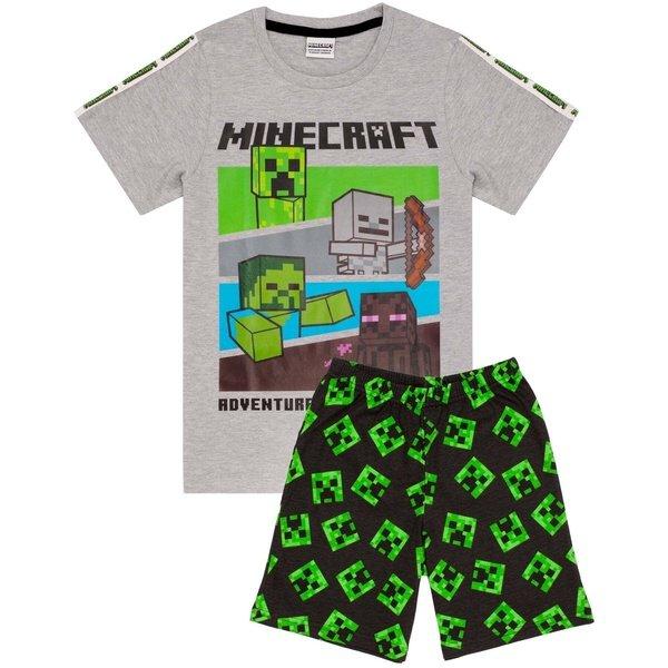 Schlafanzug Mit Shorts Unisex Grau 122 von MINECRAFT