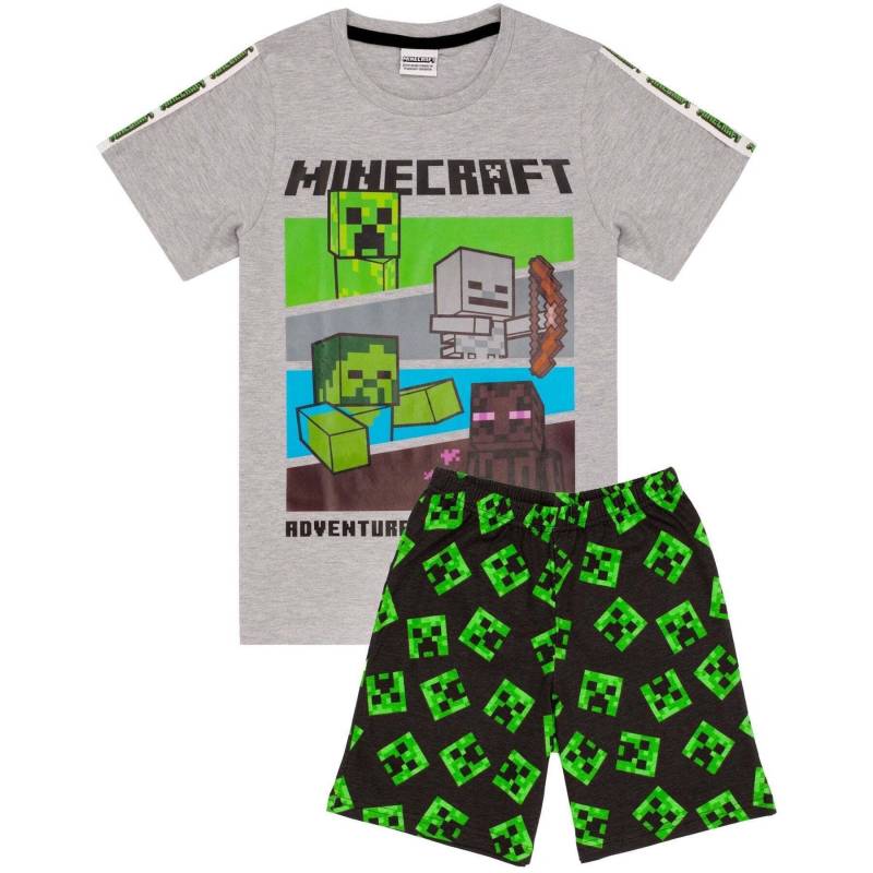 MINECRAFT - Schlafanzug mit Shorts, 128, Grau von MINECRAFT