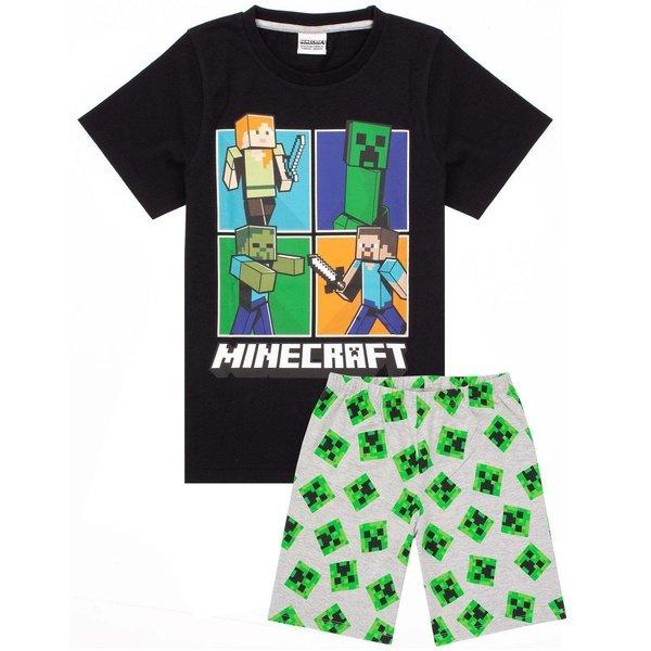 Schlafanzug Mit Shorts Unisex Schwarz 128 von MINECRAFT