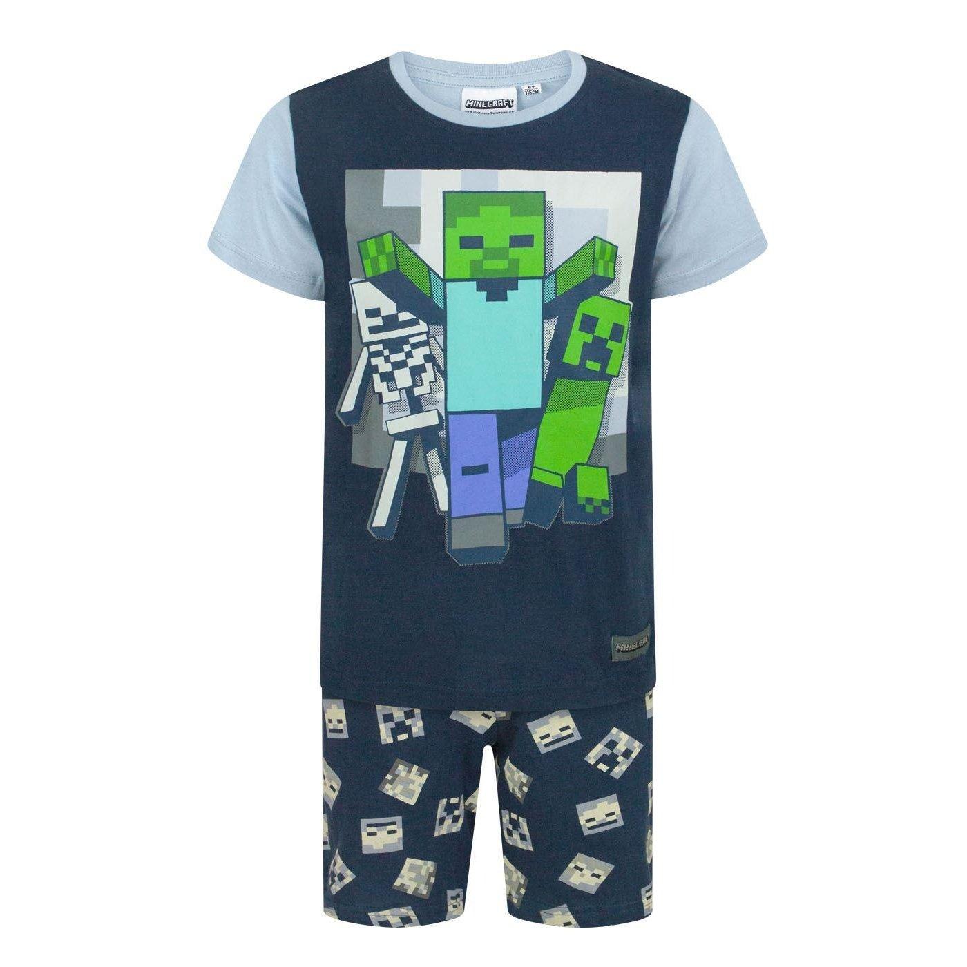 Undead Schlafanzug Mit Shorts Unisex Blau 116 von MINECRAFT