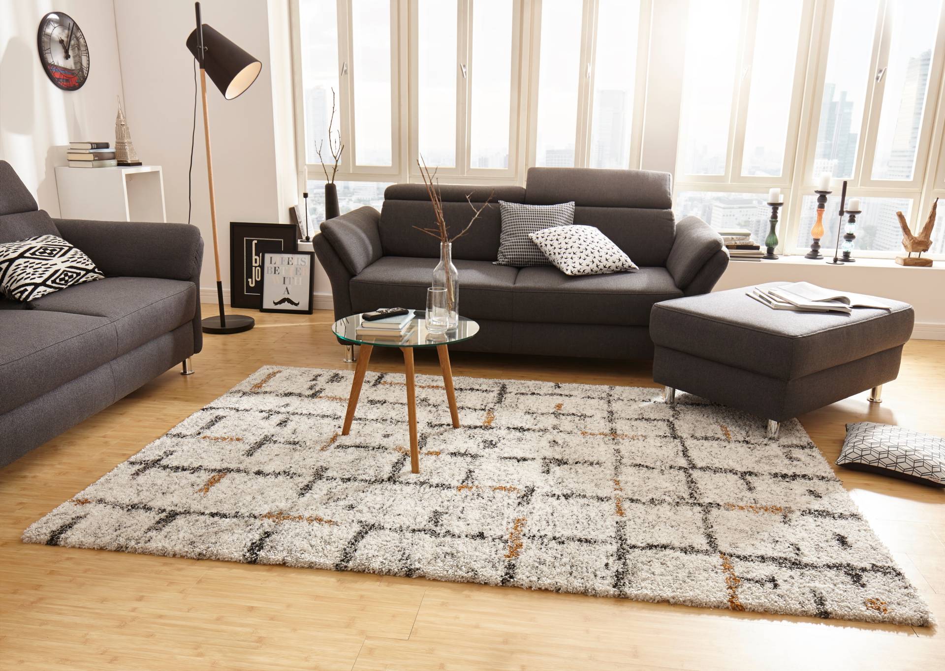 HANSE Home Hochflor-Teppich »Grid«, rechteckig, 30 mm Höhe, Shaggy, Boho, Flokati, Weich, Modern, Wohnzimmer, Schlafzimmer, Flur von HANSE Home