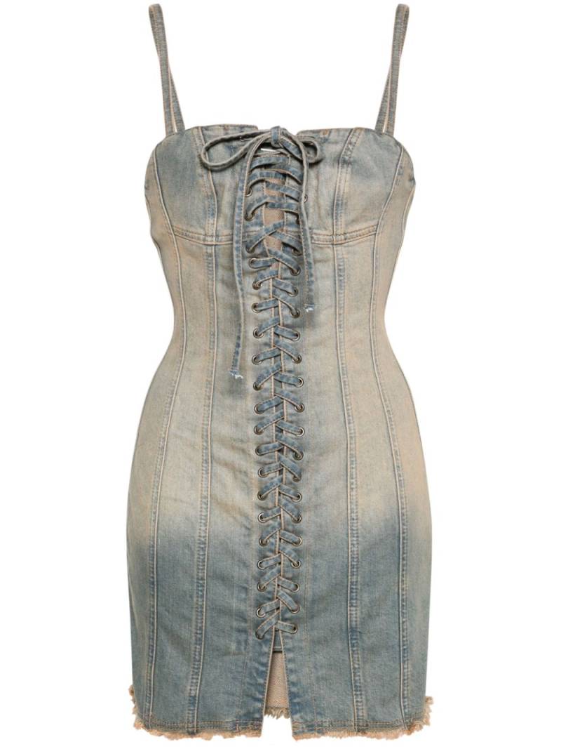 MISBHV Lara lace-up denim dress - Blue von MISBHV