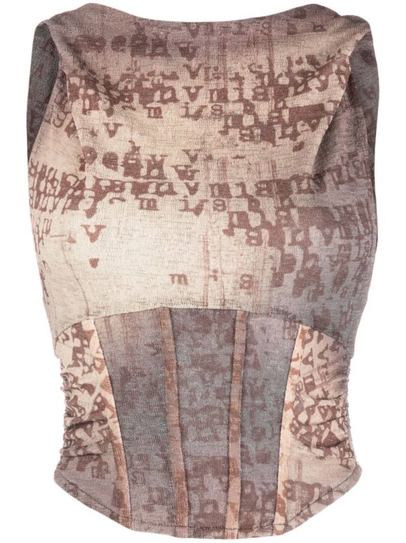 MISBHV Typewriter-print hooded sleeveless top - Brown von MISBHV