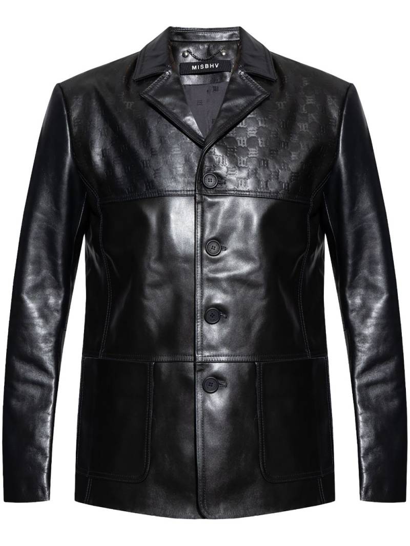 MISBHV debossed monogram leather jacket - Black von MISBHV