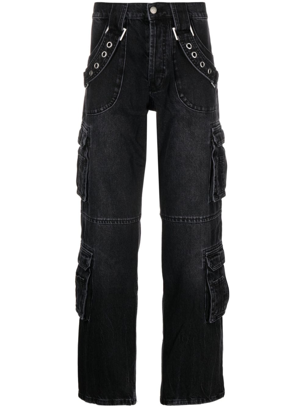 MISBHV eyelet-detail straight-leg jeans - Black von MISBHV