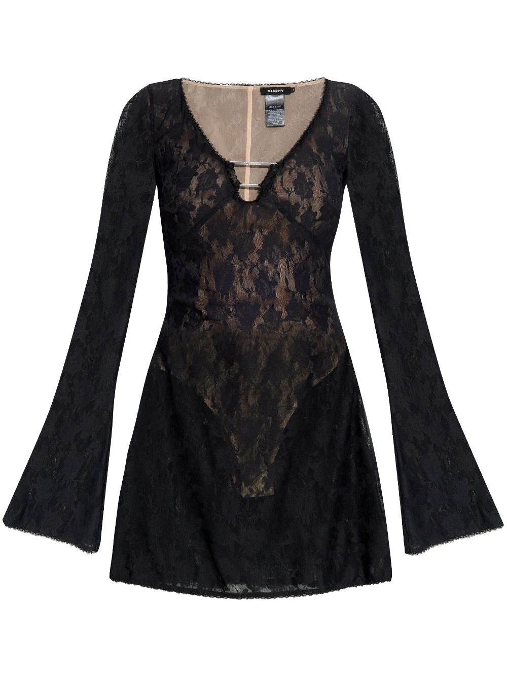 MISBHV lace-overlay flared-sleeves dress - Black von MISBHV