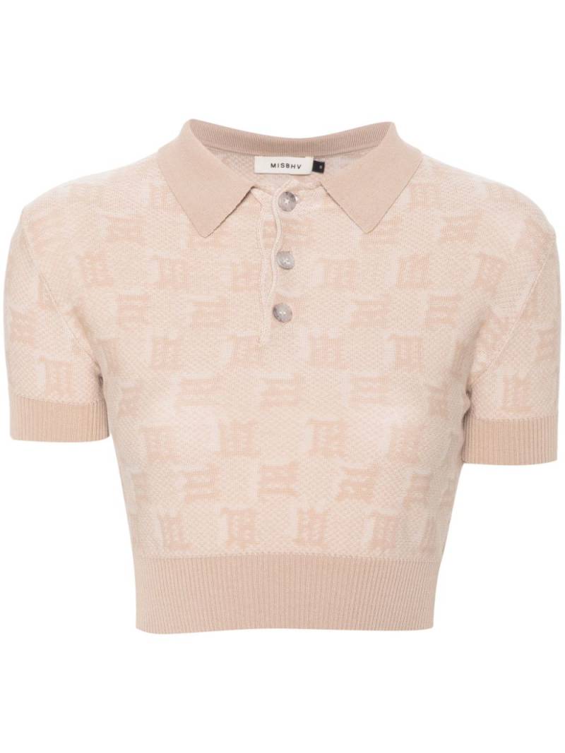 MISBHV monogram-jacquard cropped polo shirt - Neutrals von MISBHV