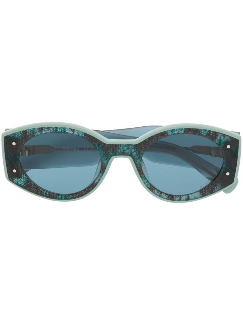 MISSONI EYEWEAR lace-print oval-frame sunglasses - Blue von MISSONI EYEWEAR