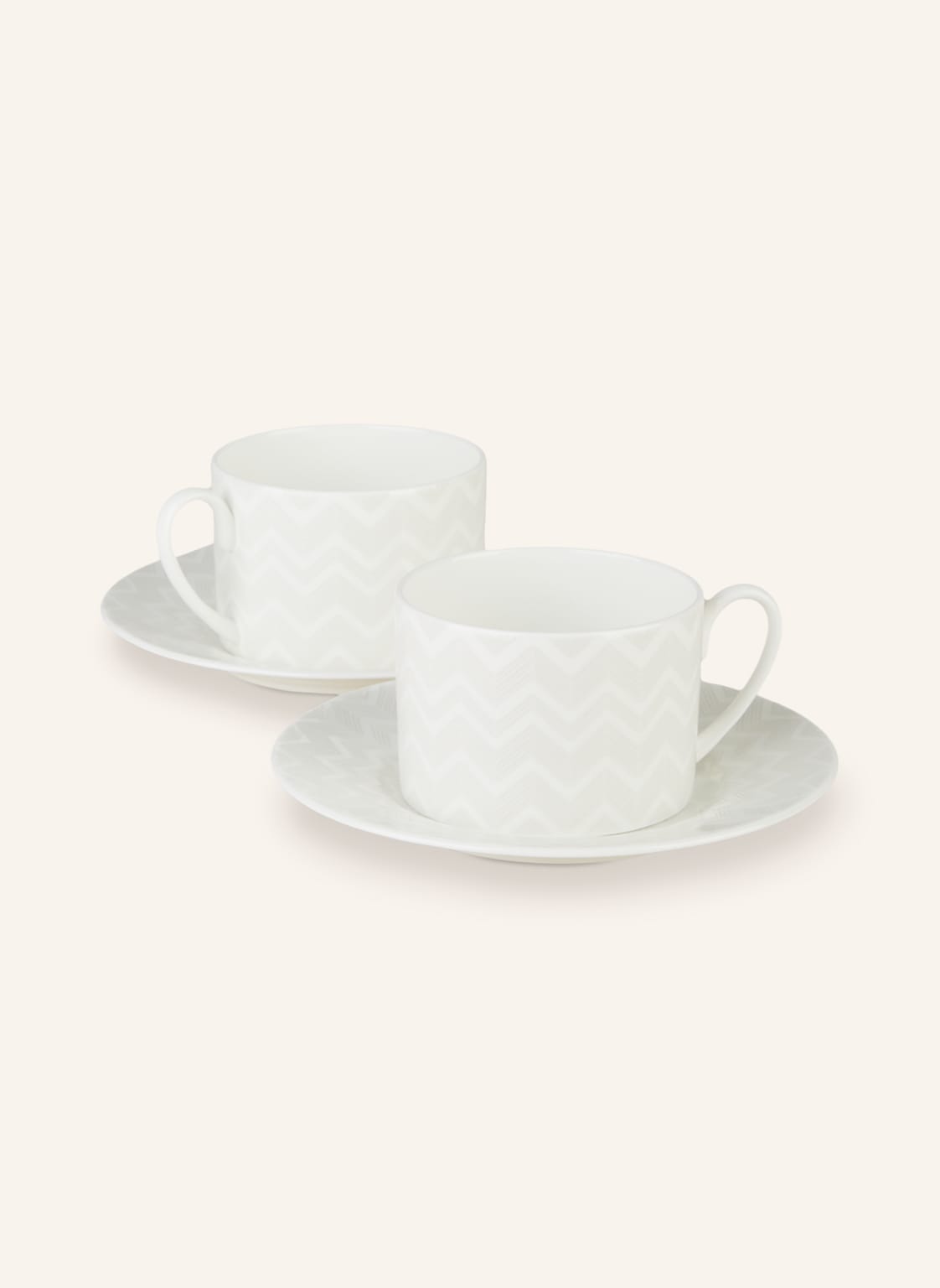 Missoni Home 2er-Set Henkelbecher Zig Zag Mit Untertassen weiss von MISSONI Home