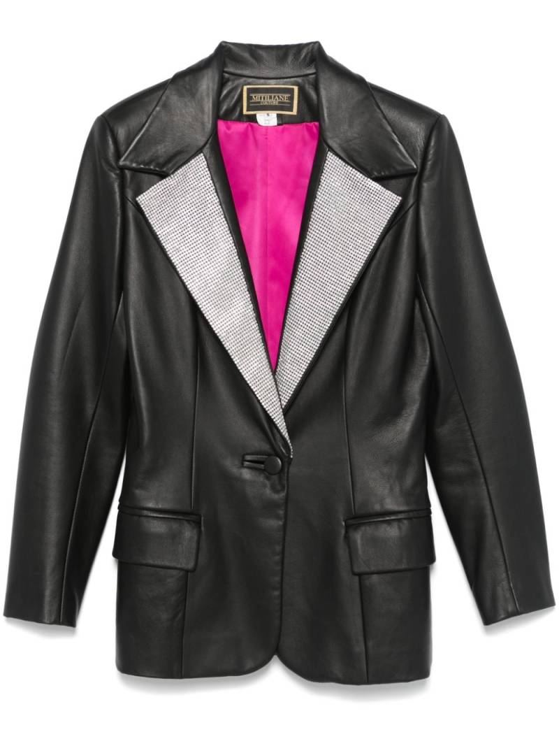 MITILIANE COUTURE crystal-lapels faux-leather blazer - Black von MITILIANE COUTURE