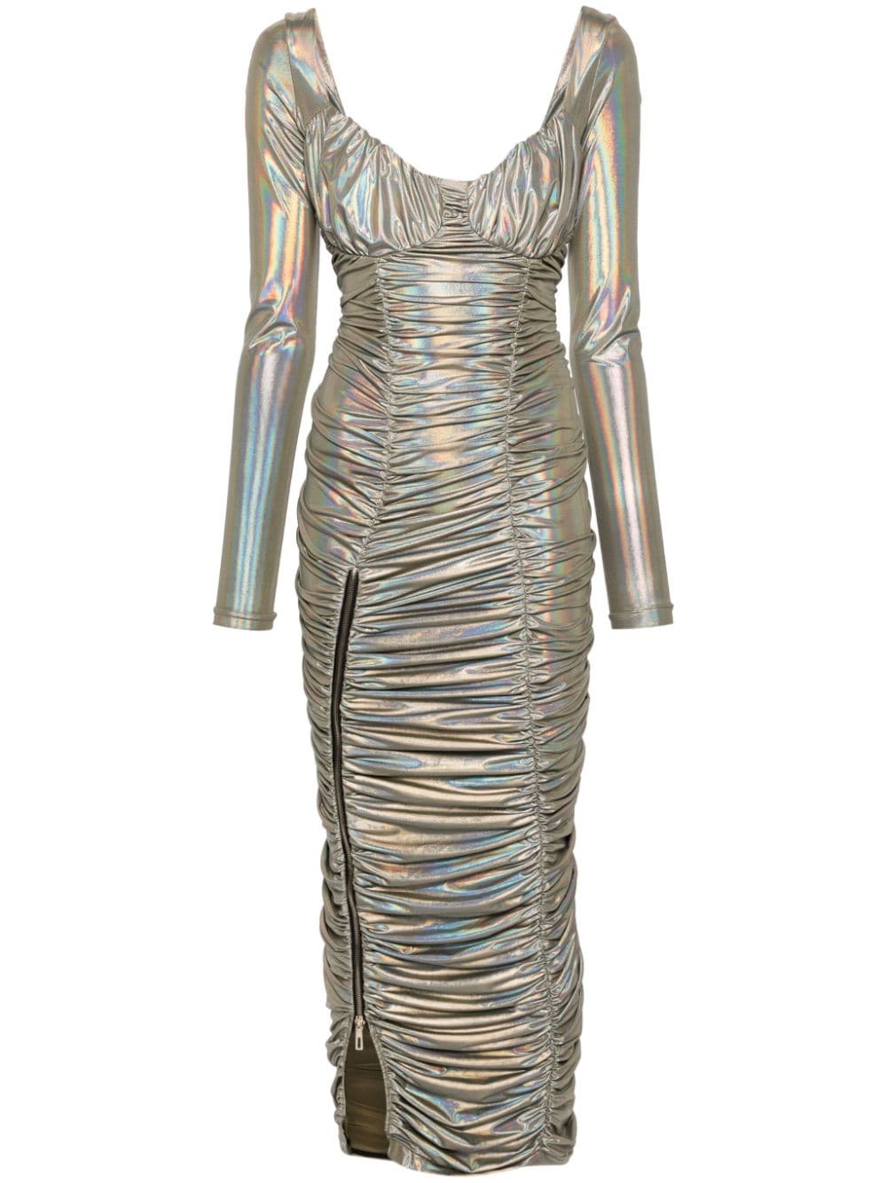 MITILIANE COUTURE holographic-effect maxi dress - Grey von MITILIANE COUTURE