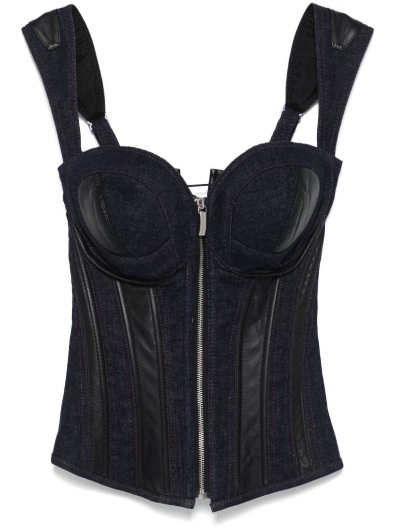 MITILIANE COUTURE leather-inserts denim corset - Blue von MITILIANE COUTURE