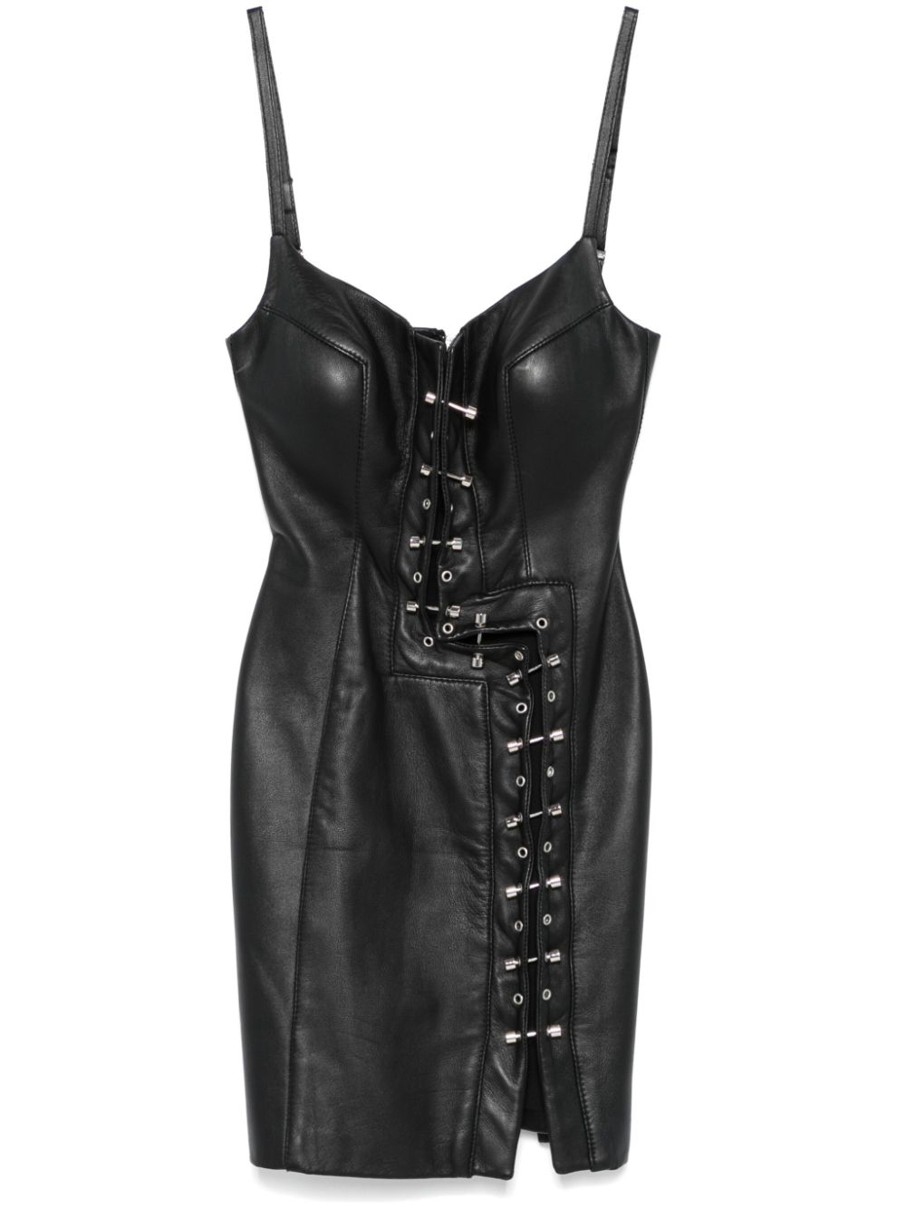 MITILIANE COUTURE piercing-embellished leather mini dress - Black von MITILIANE COUTURE