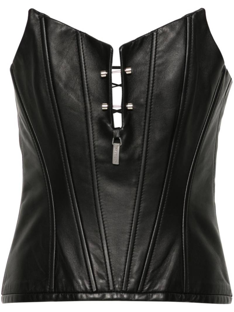 MITILIANE COUTURE piercings leather corset - Black von MITILIANE COUTURE