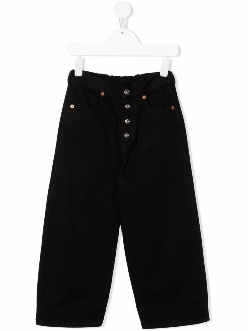 MM6 Maison Margiela Kids button-detail wide-leg jeans - Black von MM6 Maison Margiela Kids