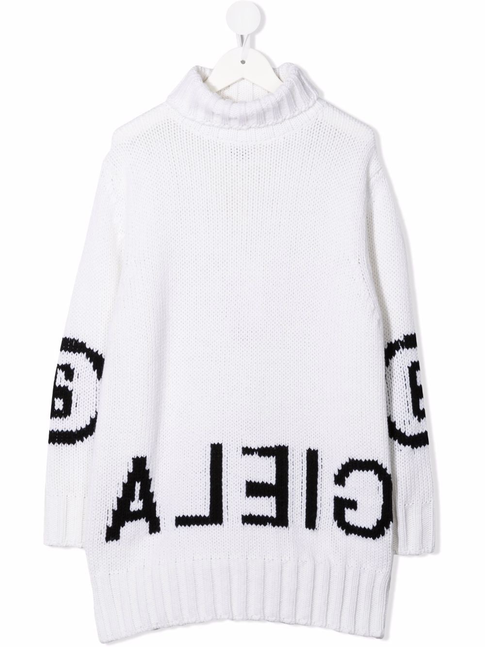 MM6 Maison Margiela Kids logo-print roll neck jumper - White von MM6 Maison Margiela Kids