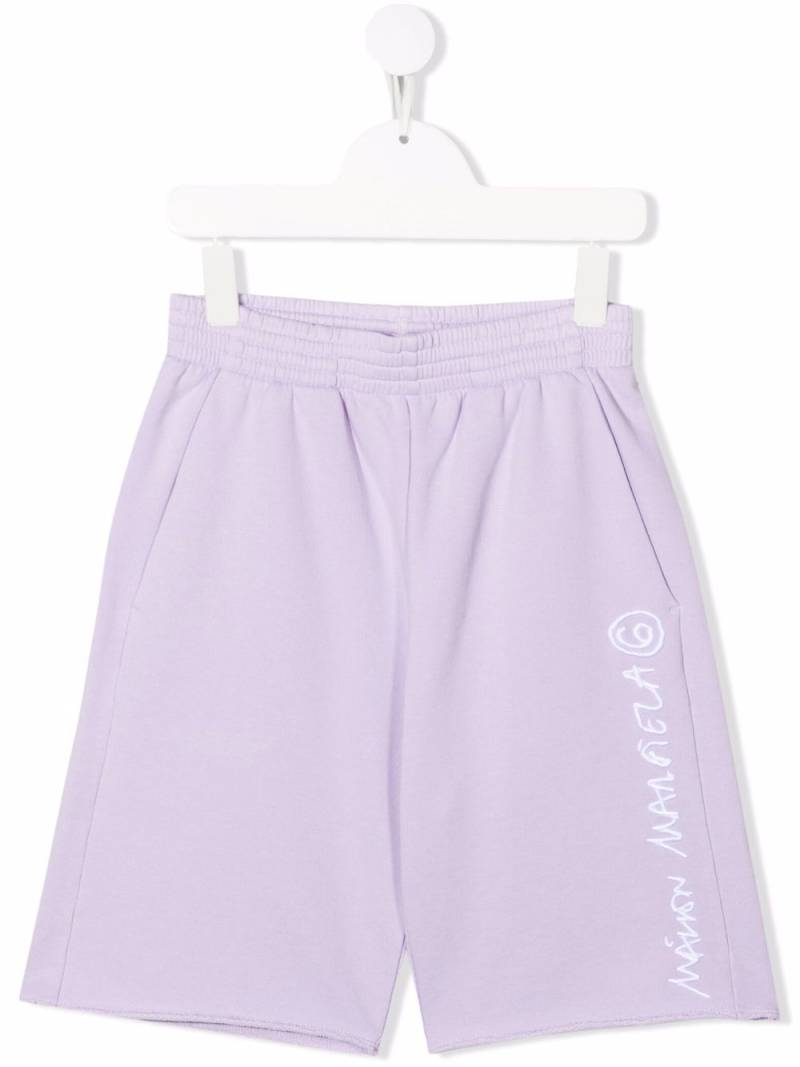 MM6 Maison Margiela Kids logo-print track shorts - Purple von MM6 Maison Margiela Kids