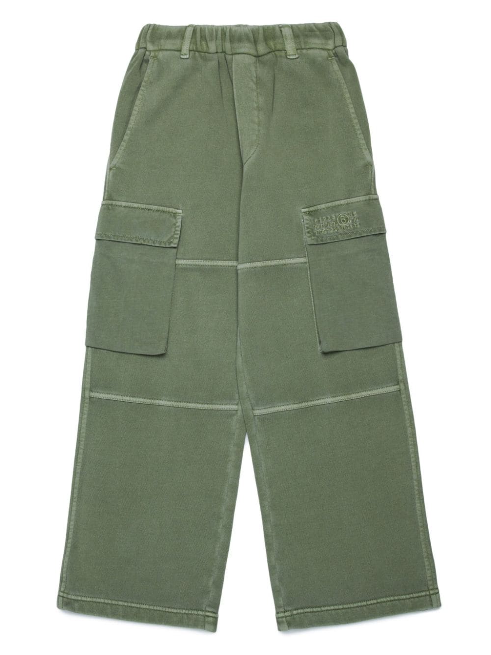 MM6 Maison Margiela Kids Numbers-embroidered wide-leg cargo trousers - Green von MM6 Maison Margiela Kids