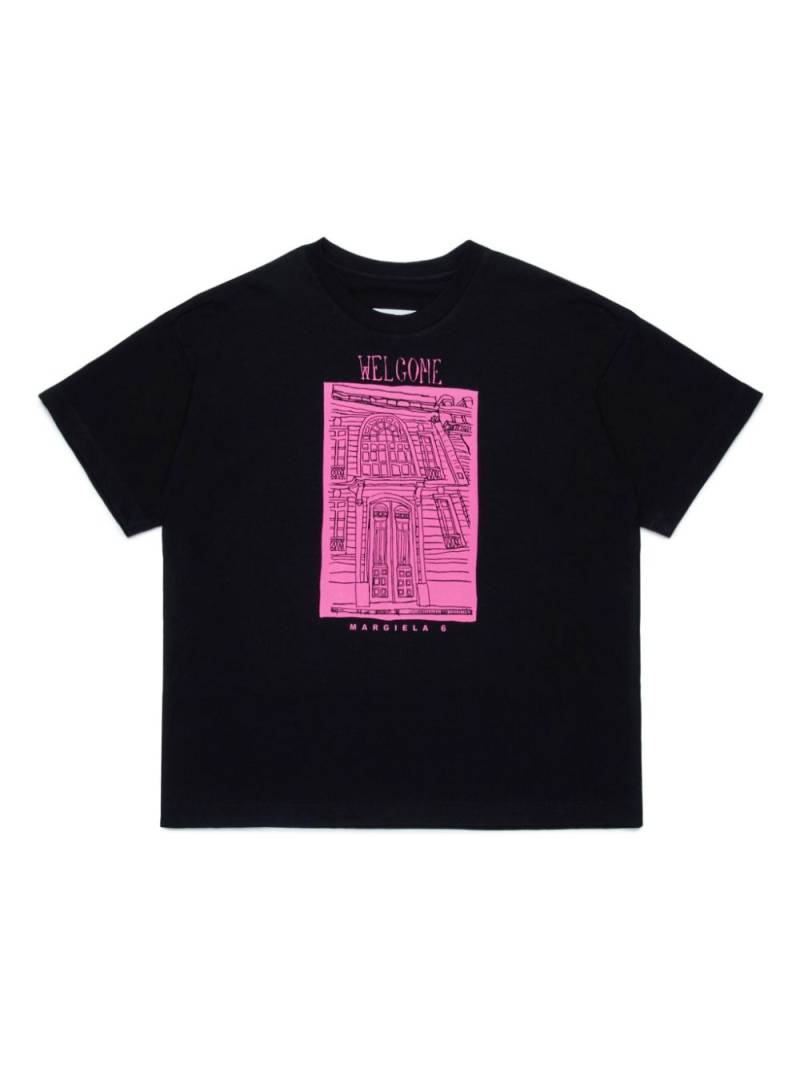 MM6 Maison Margiela Kids Sketch graphic-print cotton T-shirt - Black von MM6 Maison Margiela Kids