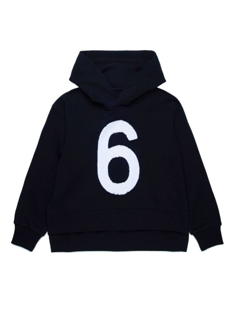 MM6 Maison Margiela Kids appliqué-detail cotton hoodie - Black von MM6 Maison Margiela Kids