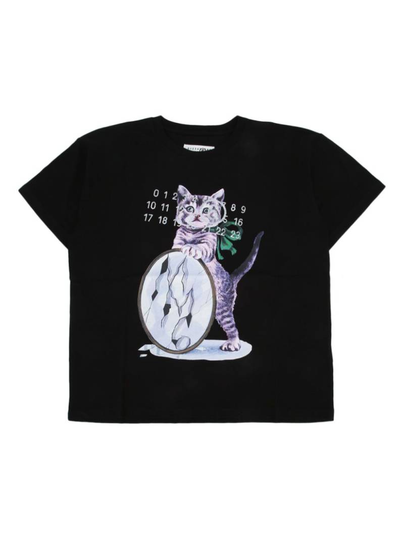 MM6 Maison Margiela Kids cat-print T-shirt - Black von MM6 Maison Margiela Kids