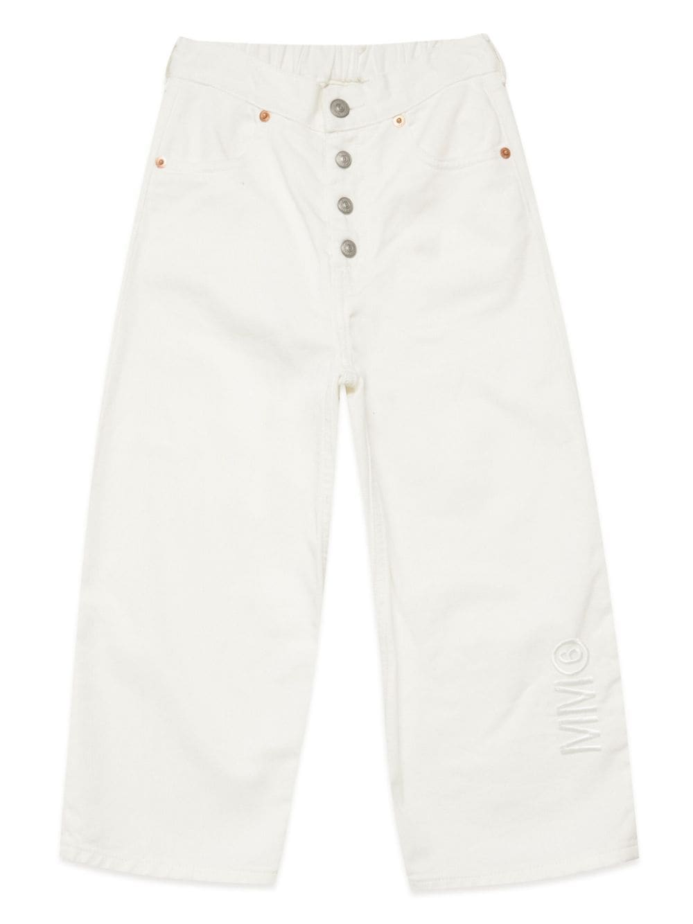 MM6 Maison Margiela Kids elasticated-waistband wide-leg jeans - White von MM6 Maison Margiela Kids