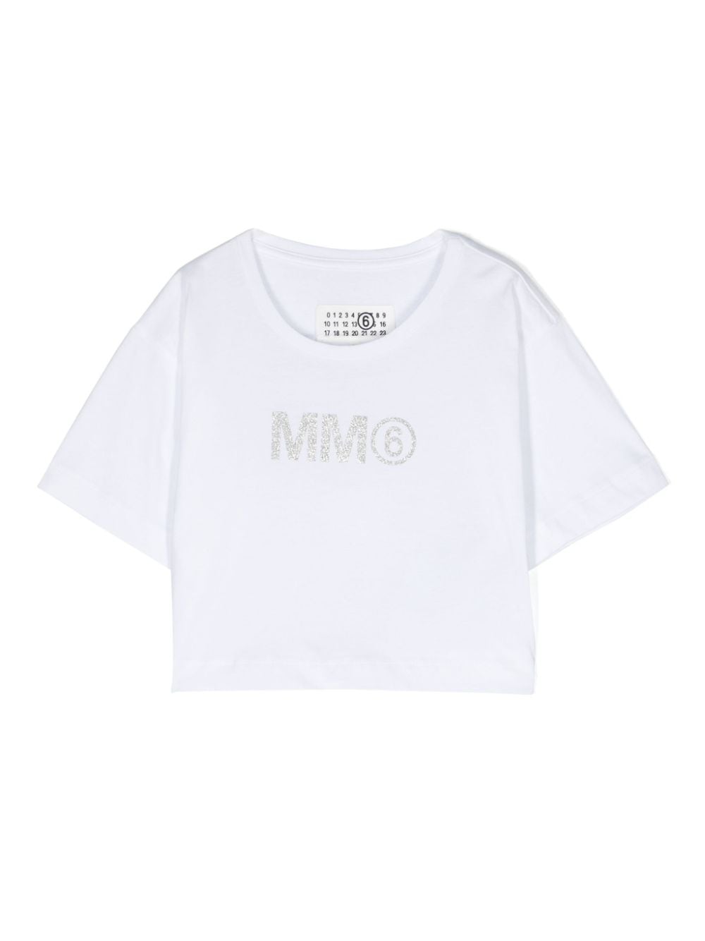 MM6 Maison Margiela Kids glittered-logo cotton T-shirt - White von MM6 Maison Margiela Kids