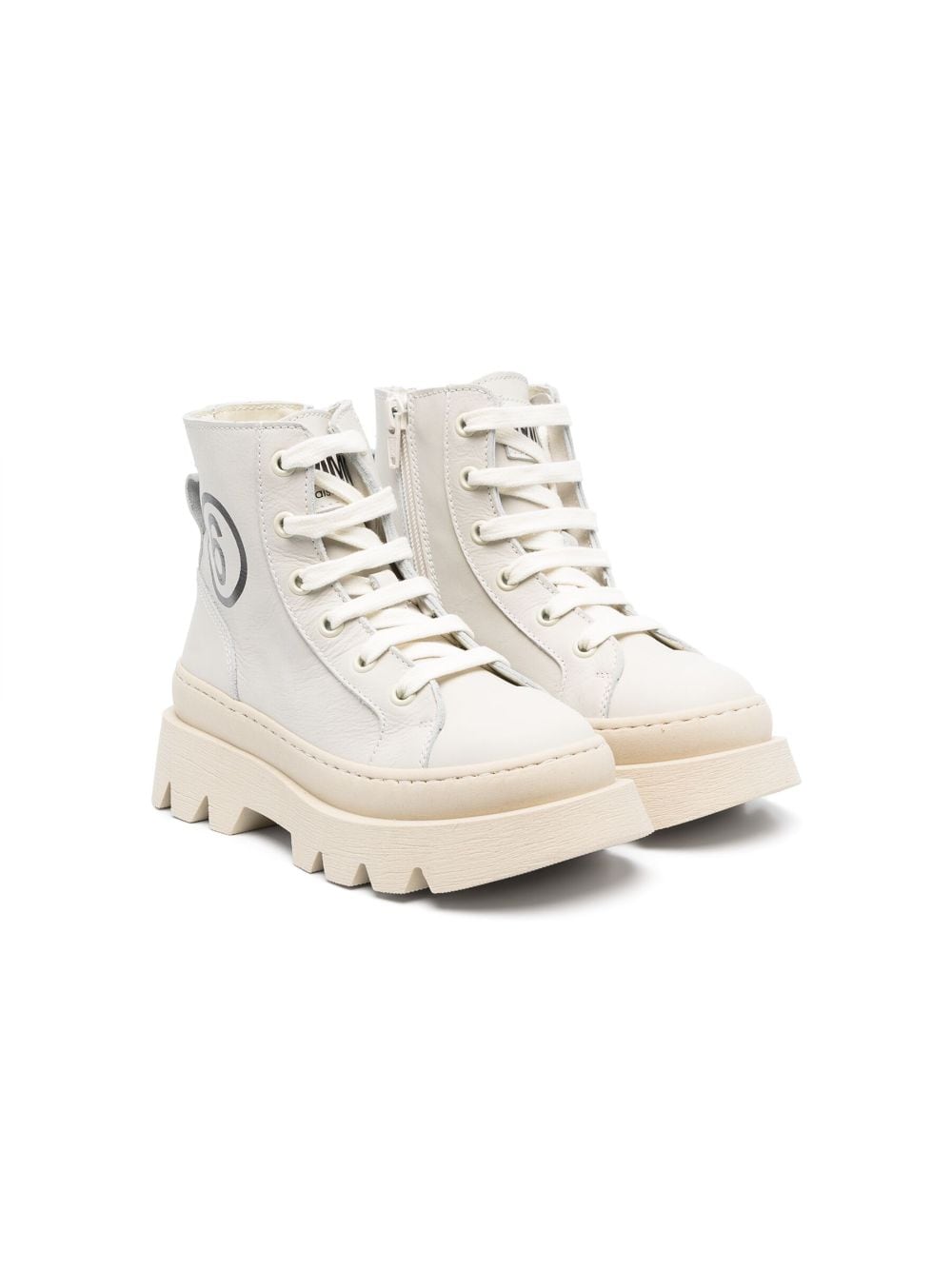 MM6 Maison Margiela Kids high-top leather sneakers - Neutrals von MM6 Maison Margiela Kids