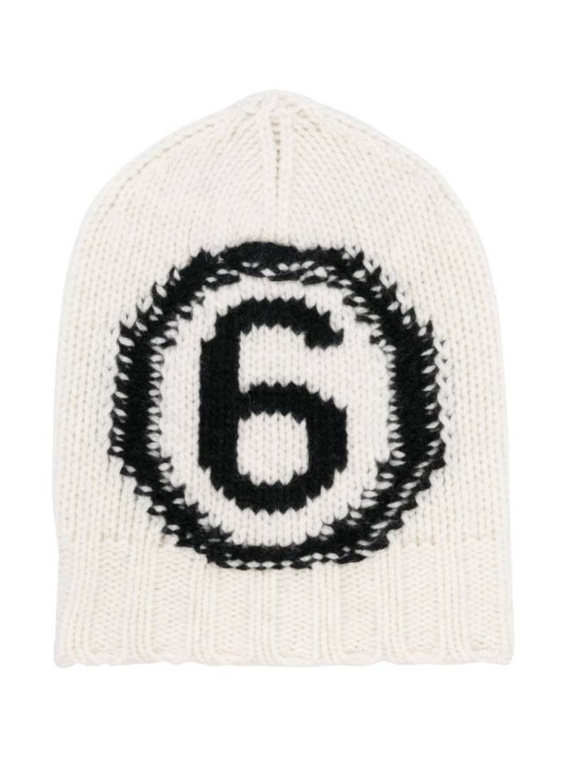 MM6 Maison Margiela Kids intarsia-knit logo beanie hat - White von MM6 Maison Margiela Kids