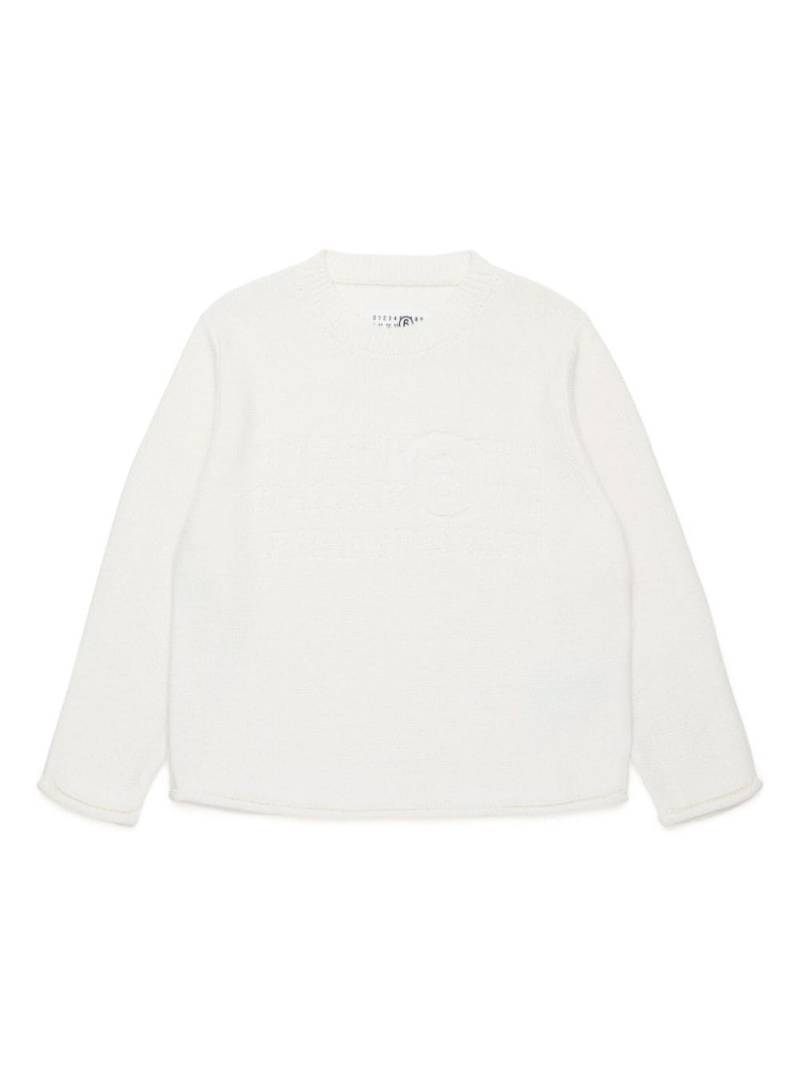 MM6 Maison Margiela Kids intarsia knit-logo crew-neck jumper - White von MM6 Maison Margiela Kids