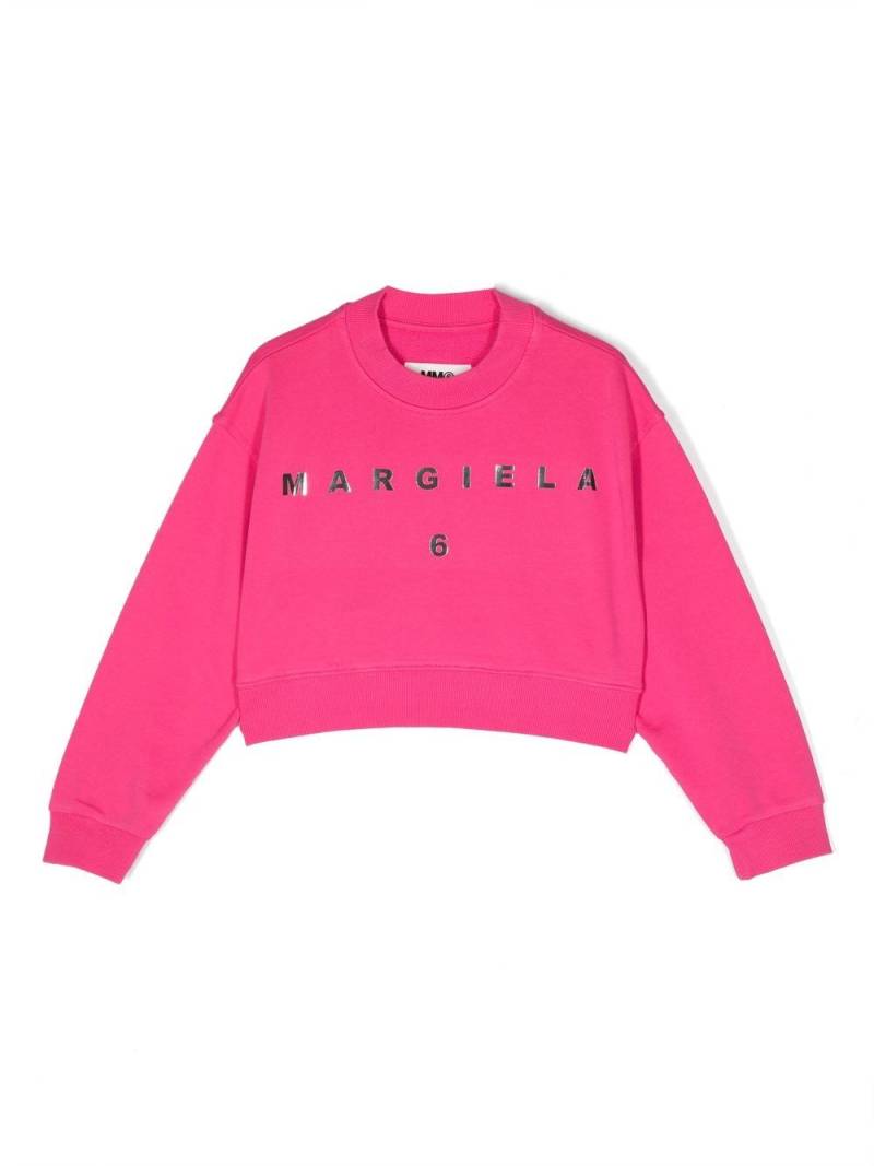 MM6 Maison Margiela Kids logo cotton sweatshirt - Pink von MM6 Maison Margiela Kids