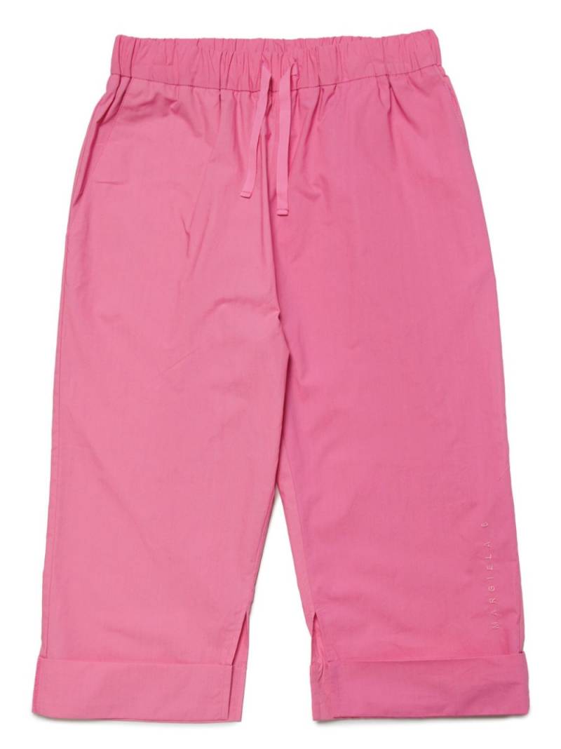 MM6 Maison Margiela Kids logo-embroidered cotton trousers - Pink von MM6 Maison Margiela Kids