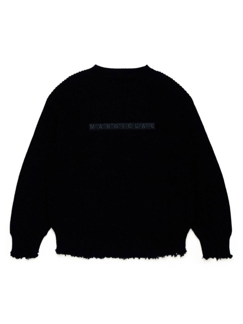 MM6 Maison Margiela Kids logo-embroidered crew-neck jumper - Black von MM6 Maison Margiela Kids