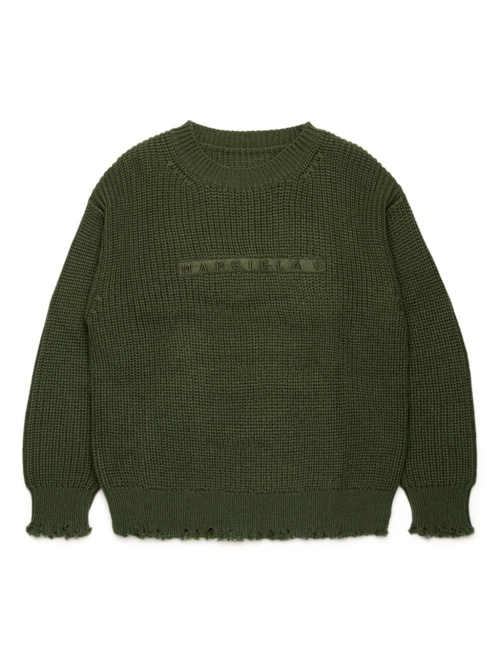 MM6 Maison Margiela Kids logo-embroidered ribbed-knit jumper - Green von MM6 Maison Margiela Kids