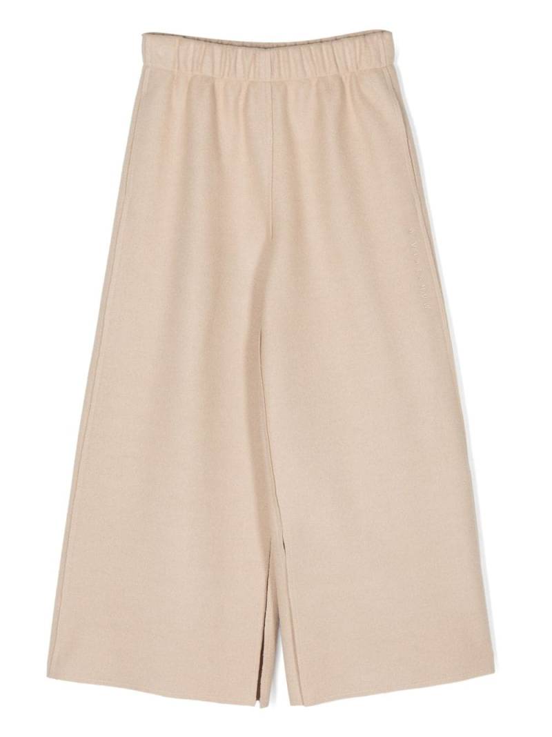 MM6 Maison Margiela Kids logo-embroidered wide-leg trousers - Neutrals von MM6 Maison Margiela Kids