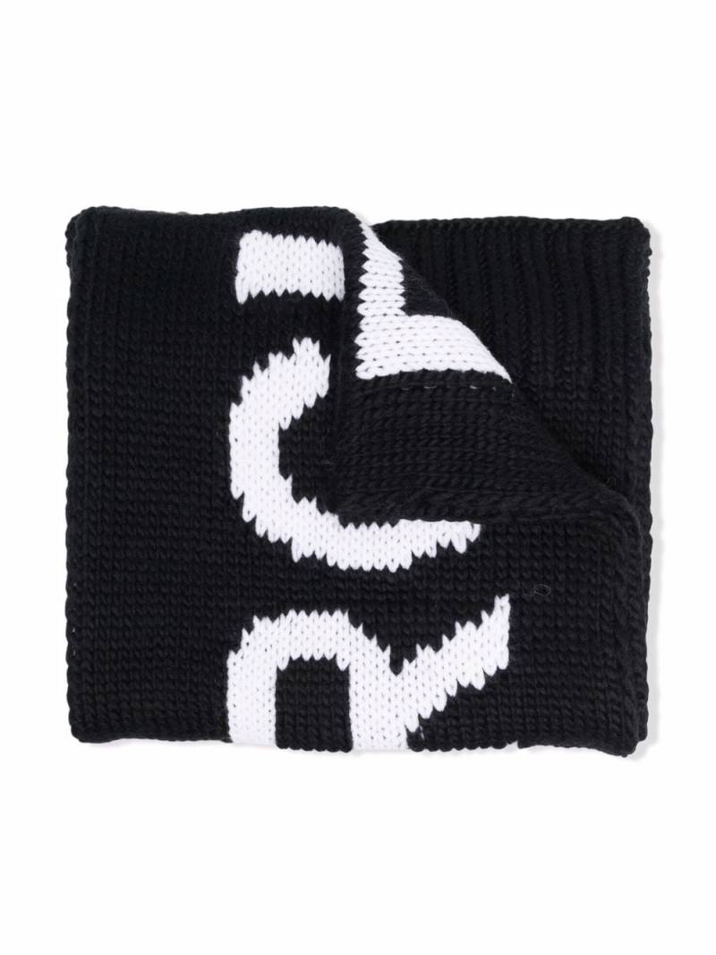 MM6 Maison Margiela Kids logo intarsia knitted scarf - Black von MM6 Maison Margiela Kids