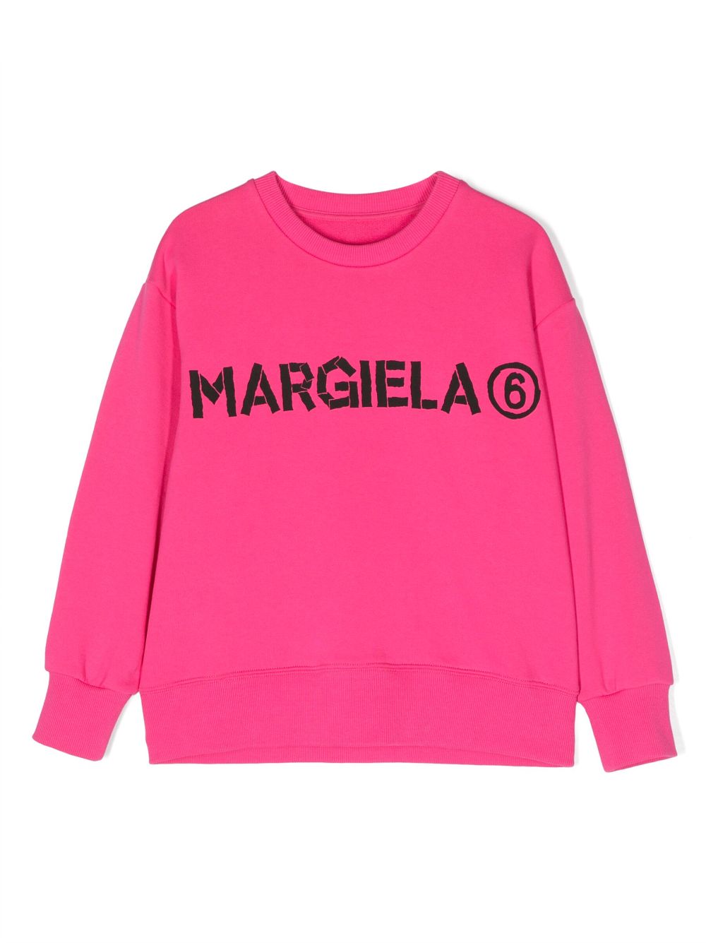 MM6 Maison Margiela Kids logo-lettering cotton sweatshirt - Pink von MM6 Maison Margiela Kids